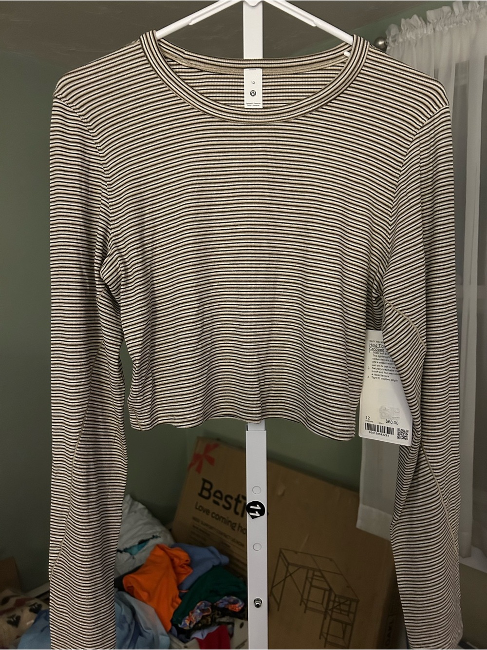 lululemon athletica Striped Cropped Long-Sleeve Top - Black & Cream